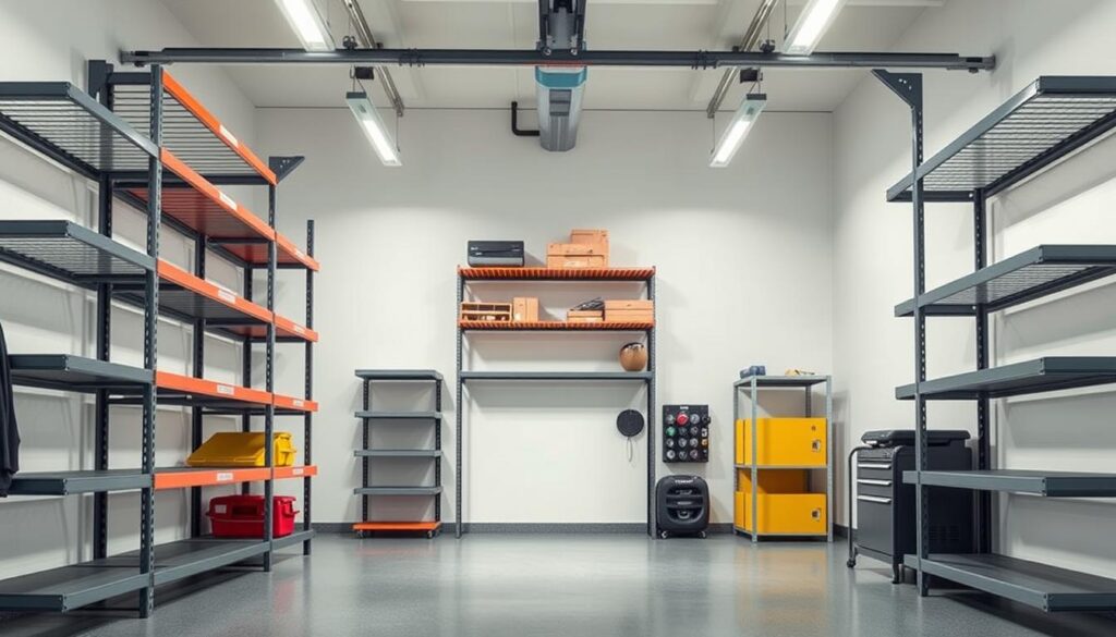 A well-lit, high-quality photograph of a range of sturdy, modern garage shelving units from the TopRegali brand, showcasing their efficient storage capabilities. The shelves are arranged in a clean, organized manner, with a focus on the middle ground. The foreground shows the robust construction and attention to detail, while the background depicts a minimalist, uncluttered garage environment, emphasizing the shelves' practical application. The image conveys a sense of functionality and practicality, reflecting the subject of "Cena in dostopnost garažnih regalov". A well-lit, high-quality photograph of a range of sturdy, modern garage shelving units from the TopRegali brand, showcasing their efficient storage capabilities. The shelves are arranged in a clean, organized manner, with a focus on the middle ground. The foreground shows the robust construction and attention to detail, while the background depicts a minimalist, uncluttered garage environment, emphasizing the shelves' practical application. The image conveys a sense of functionality and practicality, reflecting the subject of "Cena in dostopnost garažnih regalov".