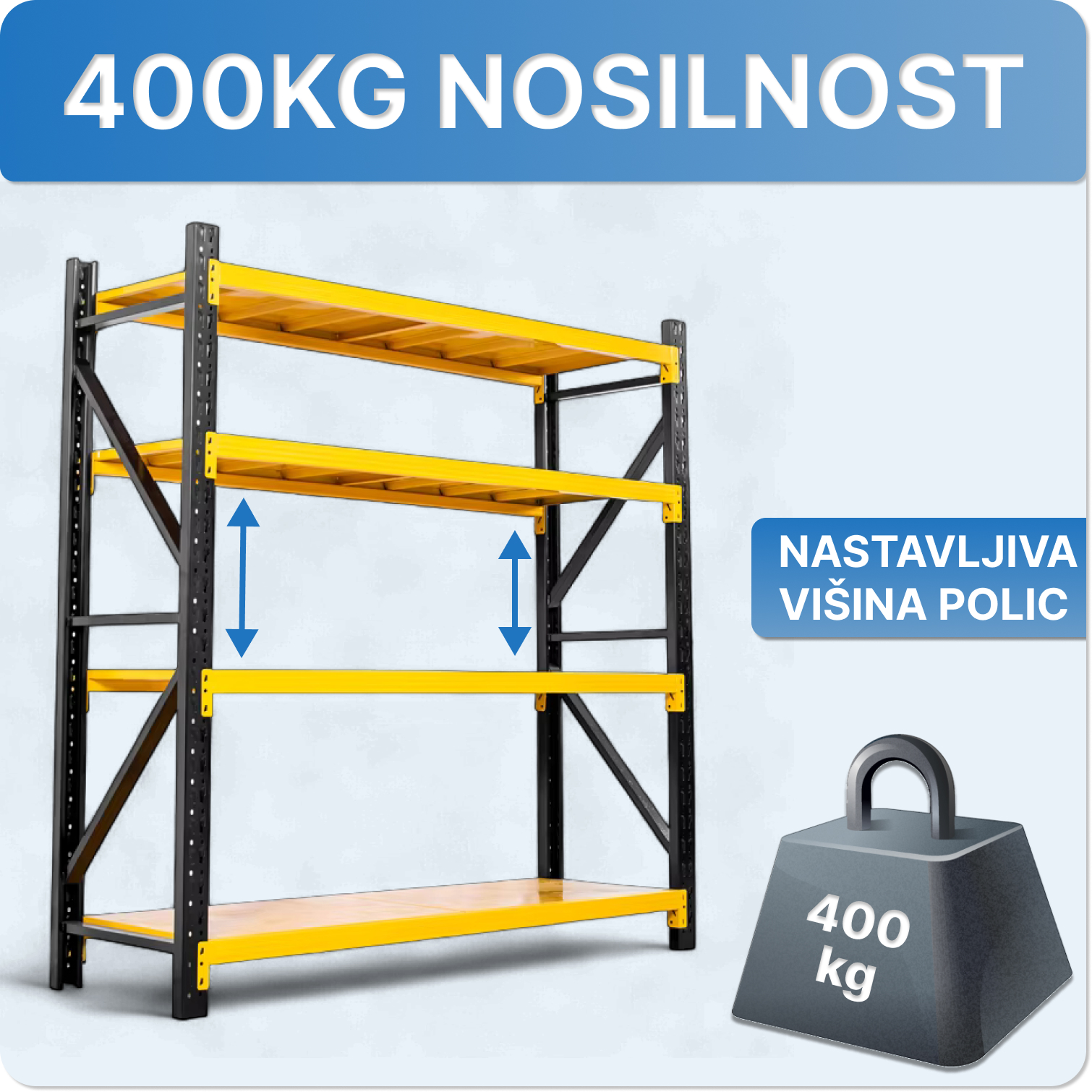 Polični regal nosilnost 400 kg